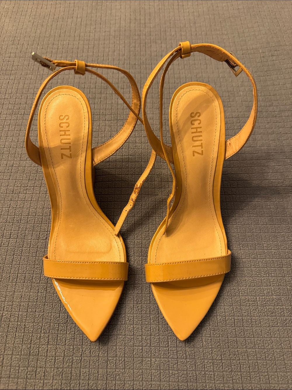 SCHUTZ Yellow Pointed-Toe Ankle-Strap wedge heel